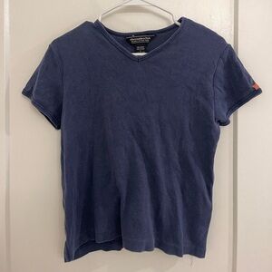 Vintage Y2K Baby Tee Abercrombie & Fitch Navy Blue Short Sleeve V-Neck Tee